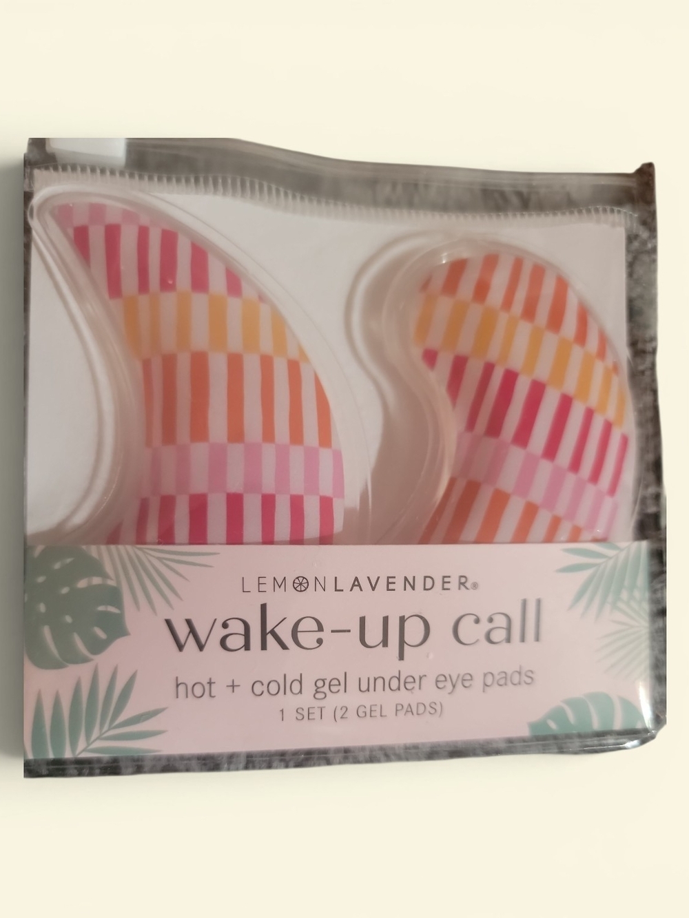 Lemon Lavender Wake-Up Call Hot + Cold Gel Under Eye Pads - Pink/Orange Stripe